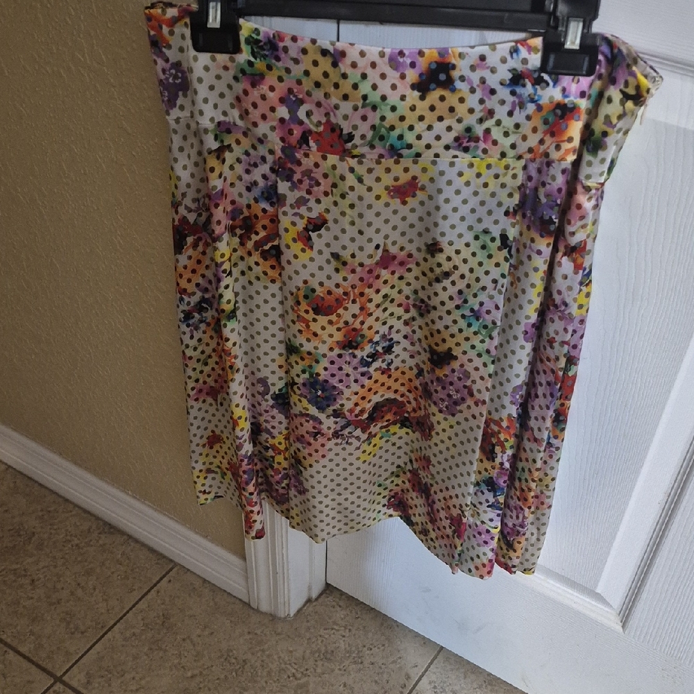 Etcetera Multicolor Floral and Dot A-Line Skirt